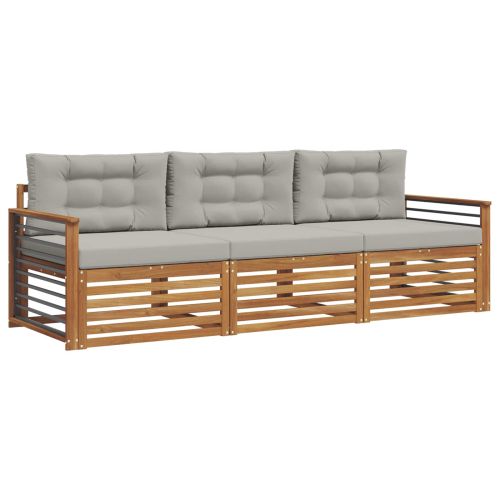 Комплект дивани за открито 3 pcs Естествено и светло сиво