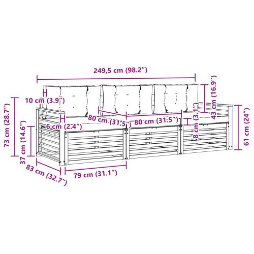 Комплект дивани за открито 3 pcs Натурален и Бежов
