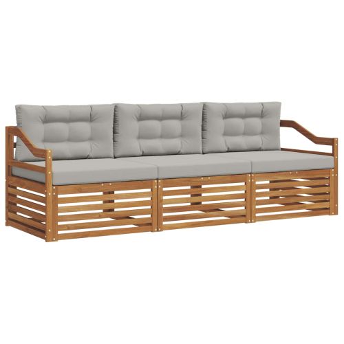 Комплект дивани за открито 3 pcs Естествено и светло сиво