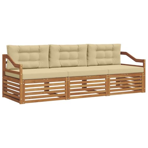 Комплект дивани за открито 3 pcs Натурален и Бежов