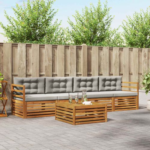 Комплект дивани за открито 5 pcs Естествено и светло сиво