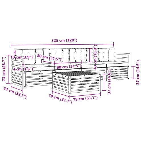 Комплект дивани за открито 5 pcs Натурален и Бежов