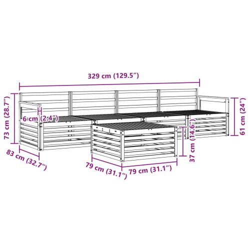 Комплект дивани за открито 5 pcs Естествен