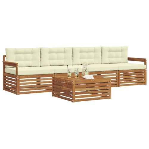 Комплект дивани за открито 5 pcs Натурален и Крема