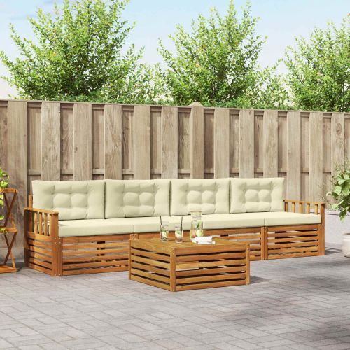 Комплект дивани за открито 5 pcs Натурален и Крема