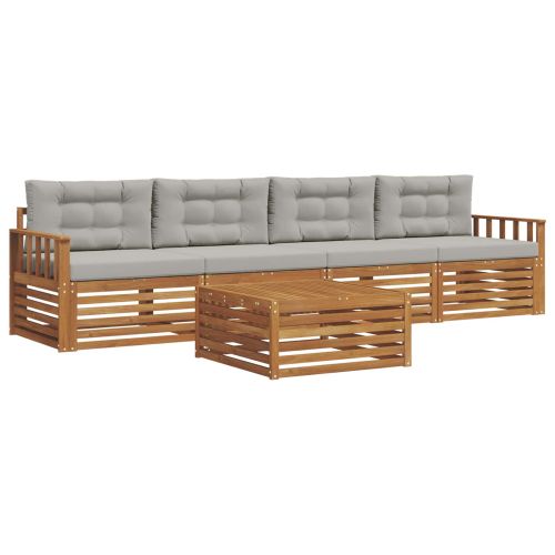 Комплект дивани за открито 5 pcs Естествено и светло сиво