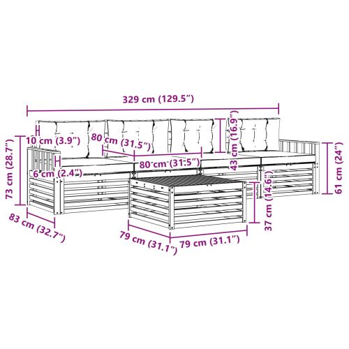 Комплект дивани за открито 5 pcs Натурален и Бежов
