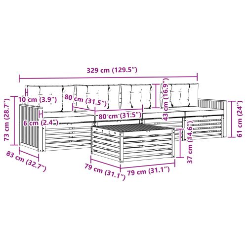 Комплект дивани за открито 5 pcs Натурален и Крема