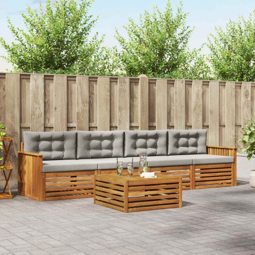 Комплект дивани за открито 5 pcs Естествено и светло сиво