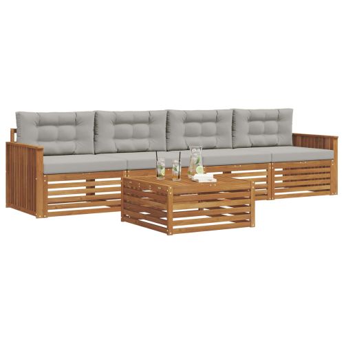 Комплект дивани за открито 5 pcs Естествено и светло сиво