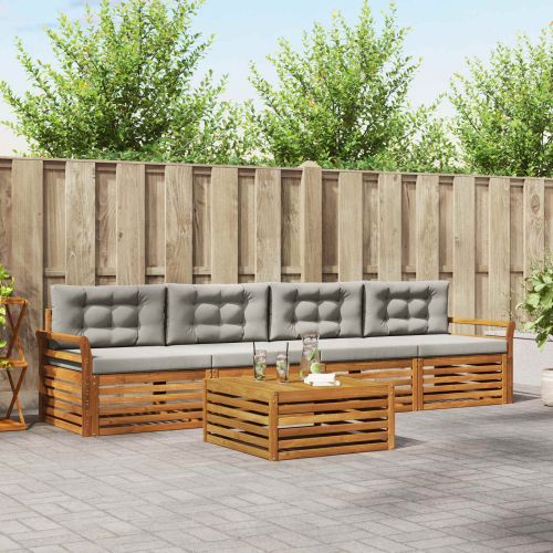 Комплект дивани за открито 5 pcs Естествено и светло сиво