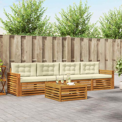 Комплект дивани за открито 5 pcs Натурален и Крема