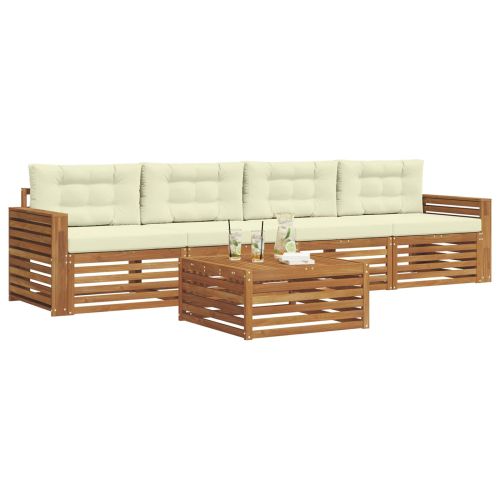 Комплект дивани за открито 5 pcs Натурален и Крема
