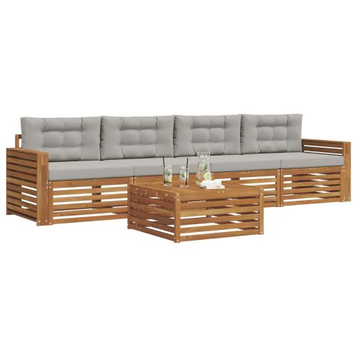 Комплект дивани за открито 5 pcs Естествено и светло сиво