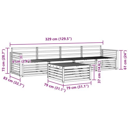 Комплект дивани за открито 5 pcs Естествен