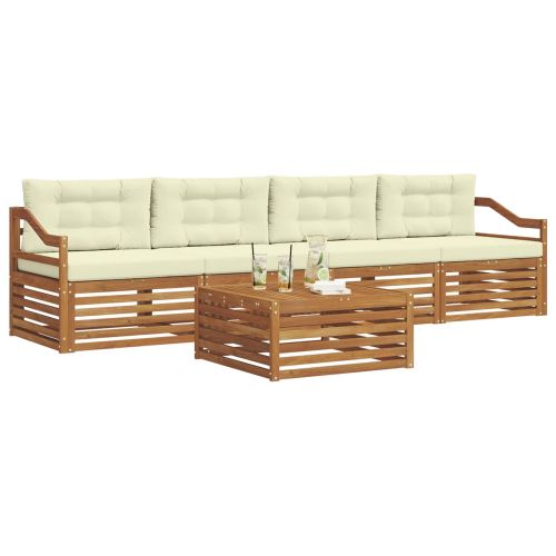 Комплект дивани за открито 5 pcs Натурален и Крема