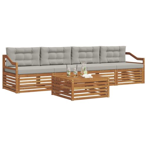 Комплект дивани за открито 5 pcs Естествено и светло сиво