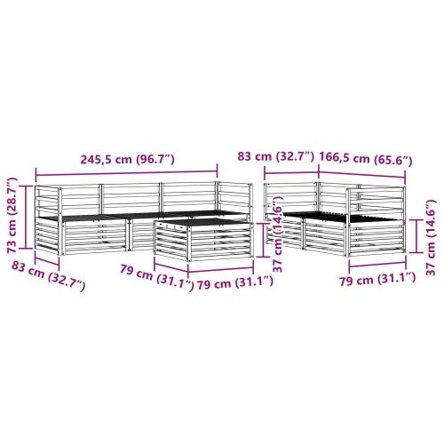 Комплект дивани за открито 6 pcs Естествен