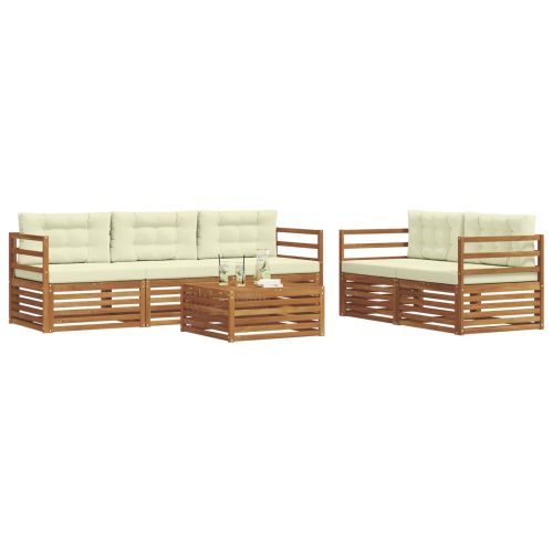 Комплект дивани за открито 6 pcs Натурален и Крема