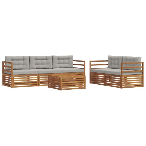 Комплект дивани за открито 6 pcs Естествено и светло сиво