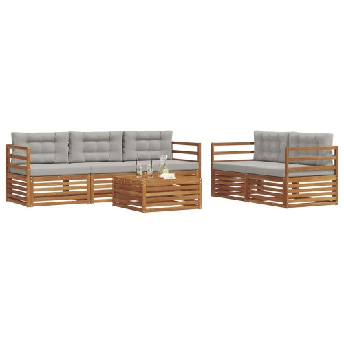 Комплект дивани за открито 6 pcs Естествено и светло сиво