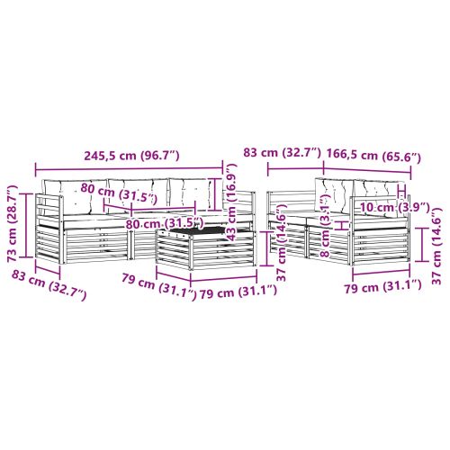 Комплект дивани за открито 6 pcs Натурален и Бежов