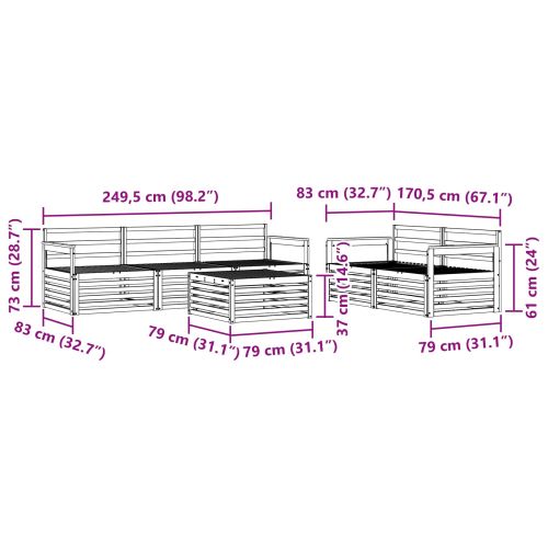 Комплект дивани за открито 6 pcs Естествен