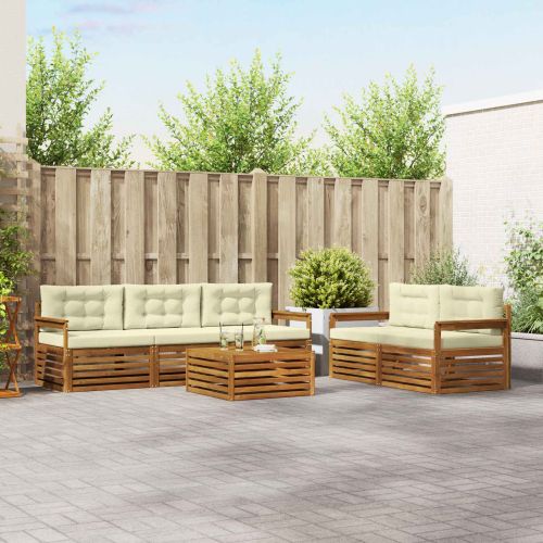 Комплект дивани за открито 6 pcs Натурален и Крема