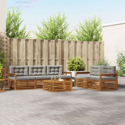 Комплект дивани за открито 6 pcs Естествено и светло сиво