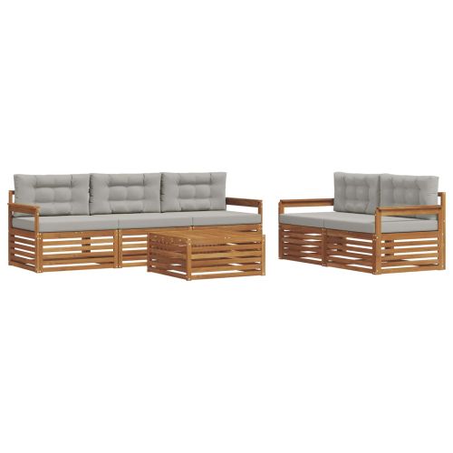 Комплект дивани за открито 6 pcs Естествено и светло сиво