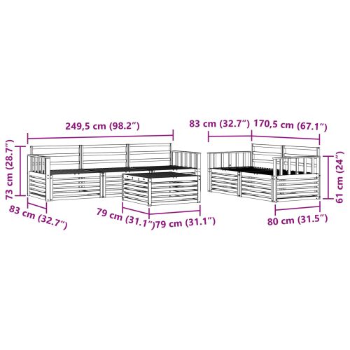 Комплект дивани за открито 6 pcs Естествен