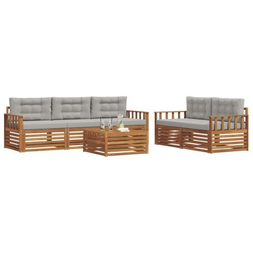 Комплект дивани за открито 6 pcs Естествено и светло сиво