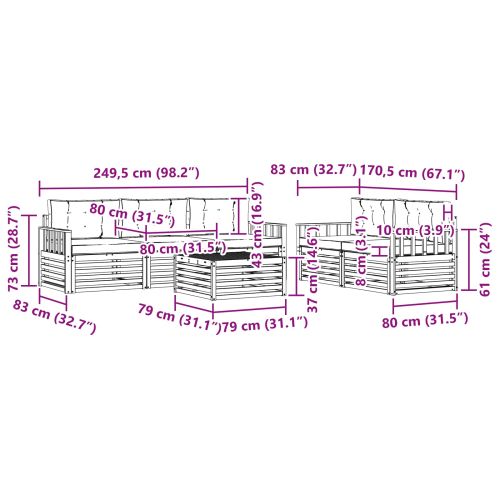 Комплект дивани за открито 6 pcs Естествено и светло сиво