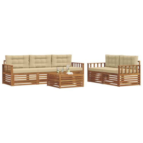 Комплект дивани за открито 6 pcs Натурален и Бежов