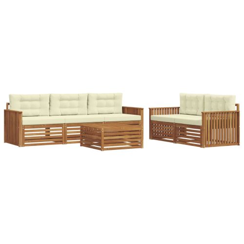 Комплект дивани за открито 6 pcs Натурален и Крема