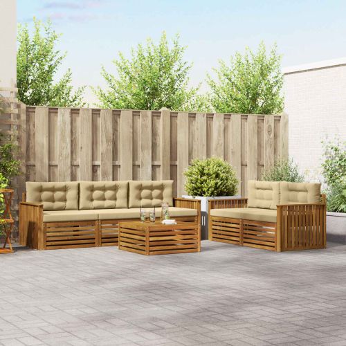 Комплект дивани за открито 6 pcs Натурален и Бежов