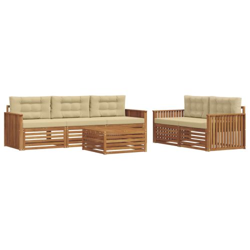 Комплект дивани за открито 6 pcs Натурален и Бежов