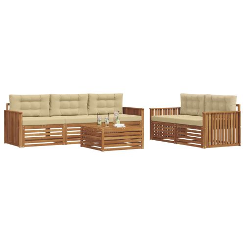 Комплект дивани за открито 6 pcs Натурален и Бежов