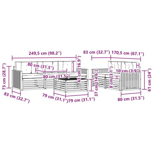 Комплект дивани за открито 6 pcs Натурален и Бежов