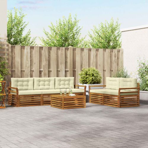 Комплект дивани за открито 6 pcs Натурален и Крема