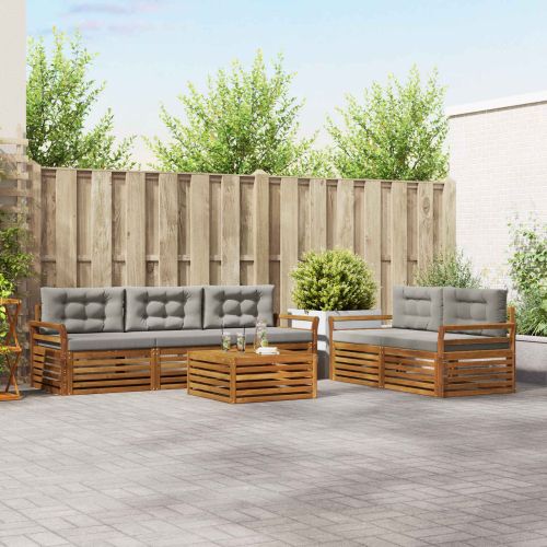 Комплект дивани за открито 6 pcs Естествено и светло сиво