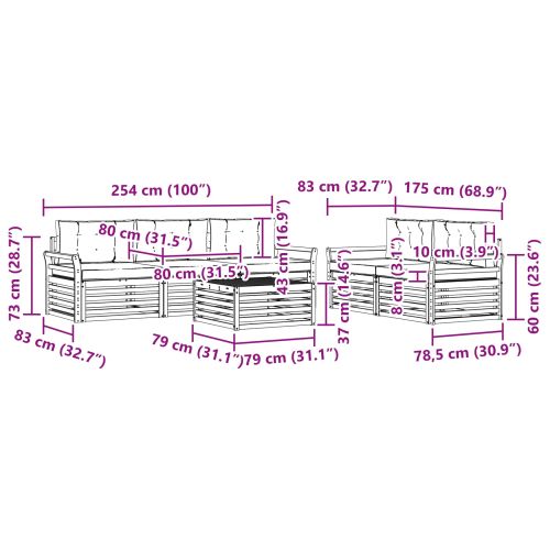 Комплект дивани за открито 6 pcs Естествено и светло сиво