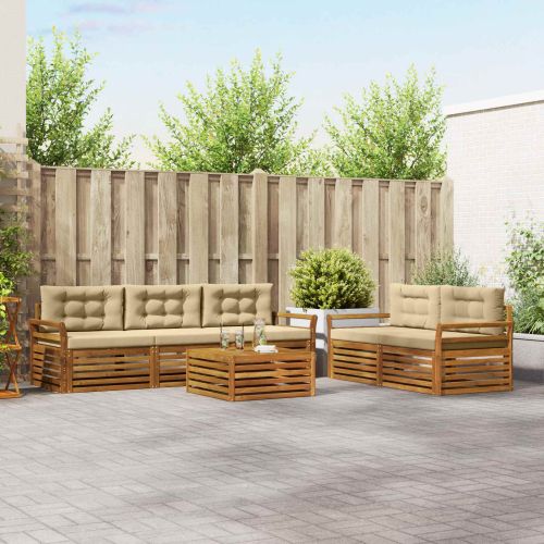 Комплект дивани за открито 6 pcs Натурален и Бежов