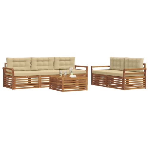 Комплект дивани за открито 6 pcs Натурален и Бежов
