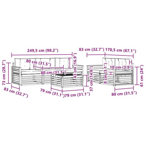 Комплект дивани за открито 6 pcs Естествено и светло сиво