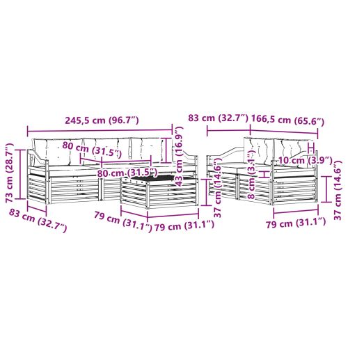 Комплект дивани за открито 6 pcs Естествено и светло сиво