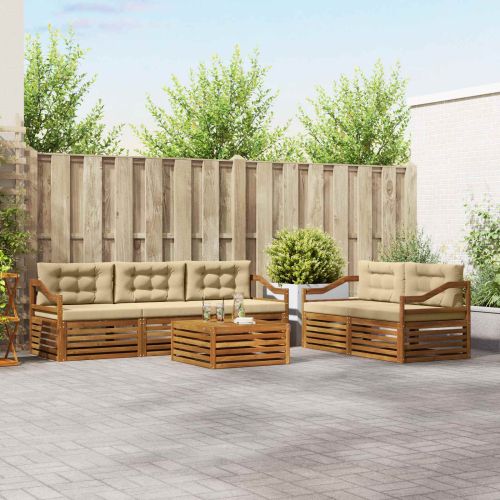Комплект дивани за открито 6 pcs Натурален и Бежов