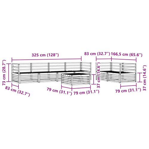 Комплект дивани за открито 7 pcs Естествен