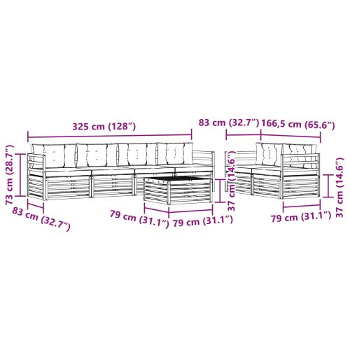 Комплект дивани за открито 7 pcs Натурален и Бежов