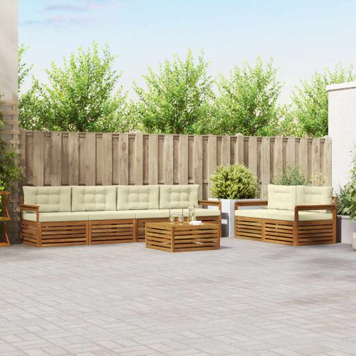 Комплект дивани за открито 7 pcs Натурален и Крема